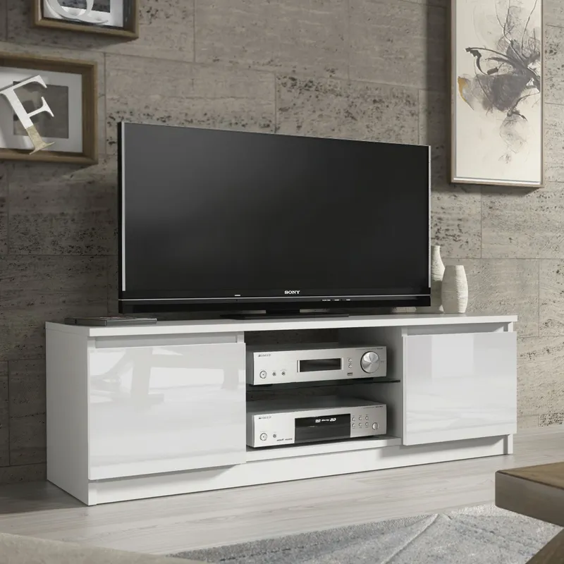 Creative Furniture - Aura tv Unit - White with Gloss Doors - 120cm