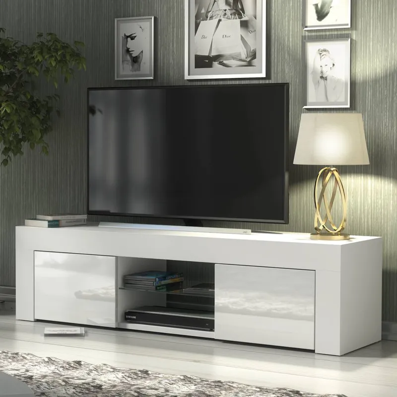 Creative Furniture - Loom tv Unit - White with Gloss Doors - 130cm