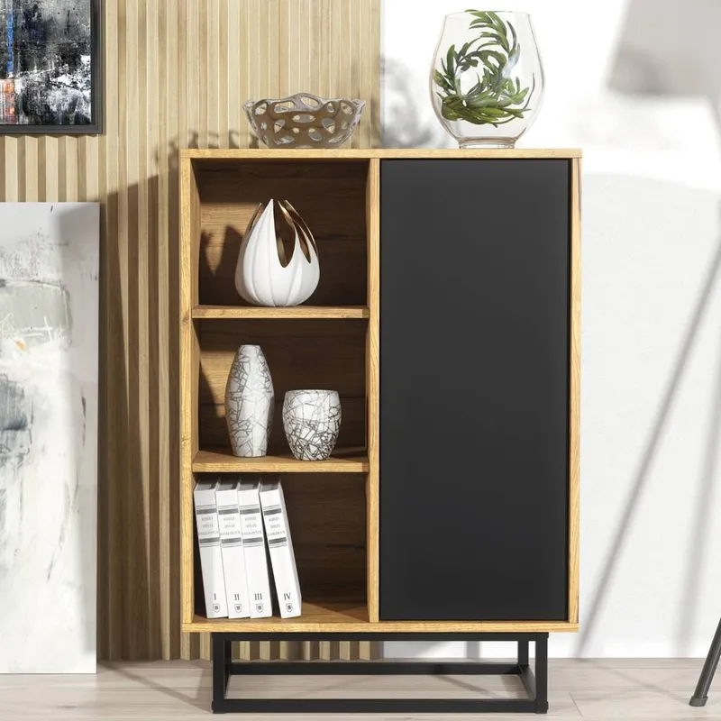 Creative Furniture Elysian Loft Sideboard 100cm - Dark Oak & Black - Multicolor