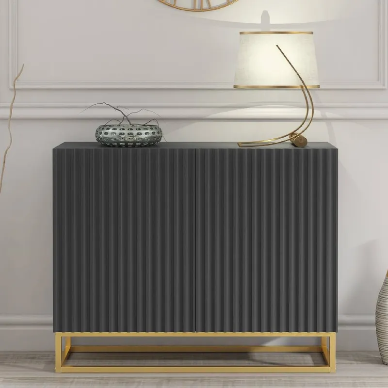 Creative Furniture Ripple Sideboard 100cm - Dark Grey with Fluted Doors - Dark Grey