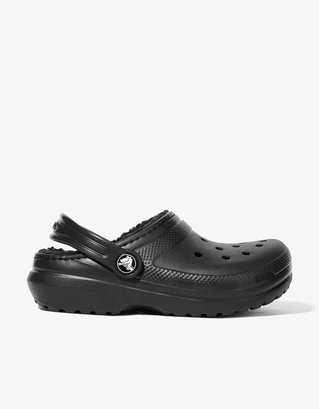 Crocs Kids Classic Lined Clog in Black