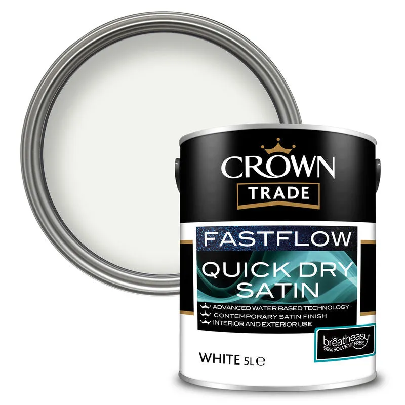 CrownPaints Crown Trade Fastflow Quick Dry Satin - White