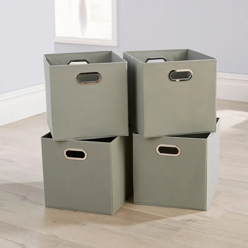 Canvas Storage Cube 33cm x 37cm - Fabric Grey
