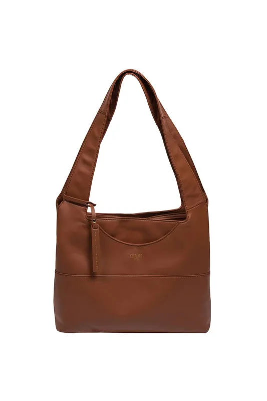 Cultured London Women's 'Ariel' Leather Shoulder Bag in Tan - Tan