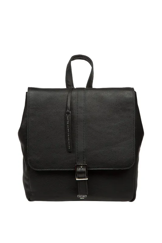 Cultured London Women's 'Danica' Leather Backpack in Black - Black - Size: One Size