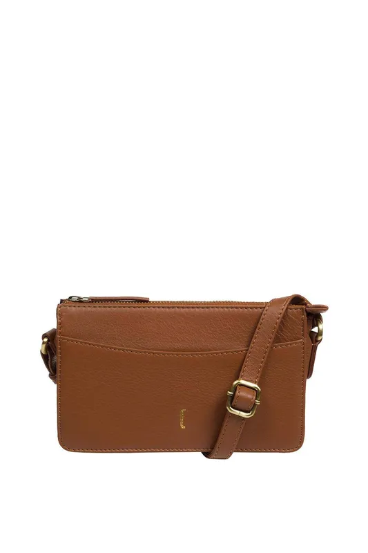 Cultured London Women's 'Lily' Leather Cross Body Phone Bag in Tan - Tan