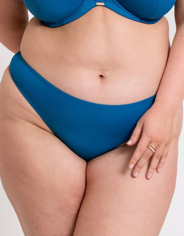 Curvy Kate Women's Lush Thong Brief Knickers Lingerie in Blue Size: Medium Blue M