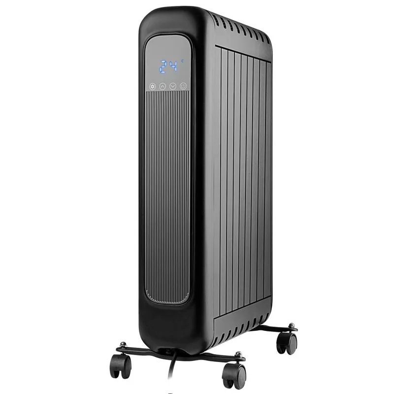 Daewoo 2000W Oil‑Free Radiator with LED Display & Remote in Black - Black