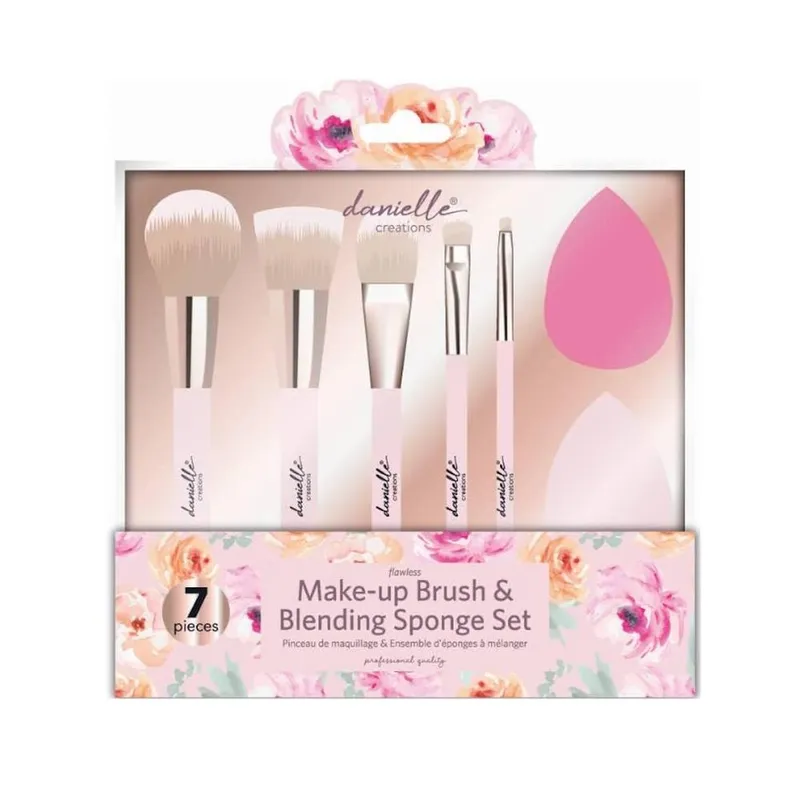 Danielle Creations Women's Make Up Brush & Blending Sponge Gift Set in Pink Pink One Size female