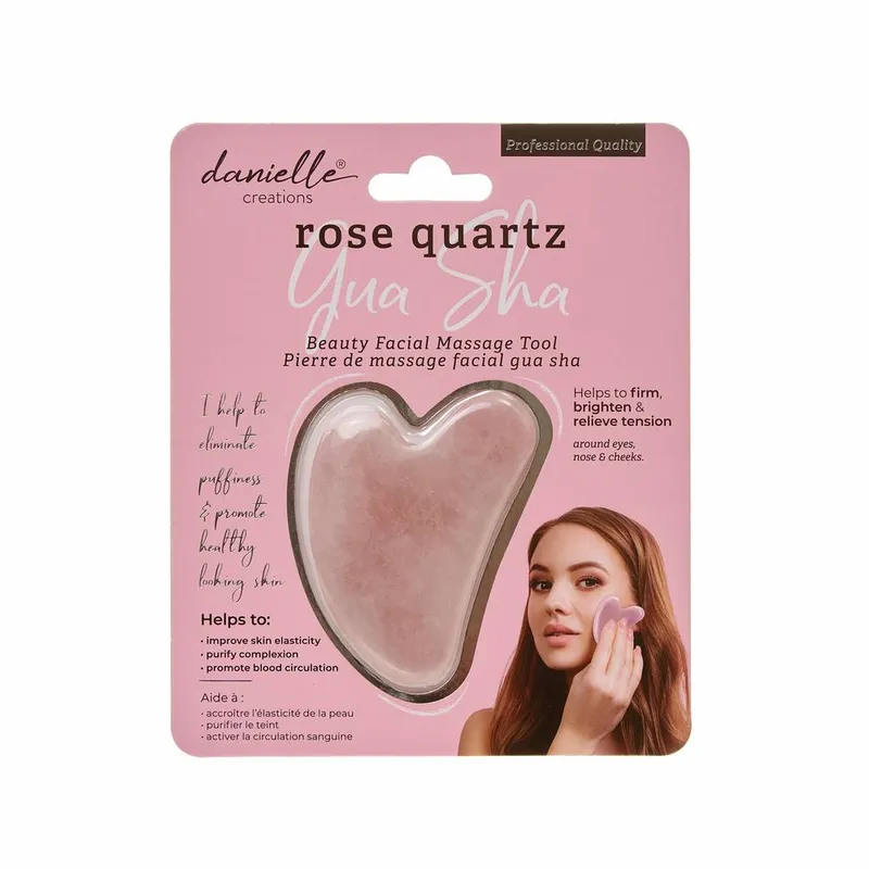 Danielle Creations Rose Quartz Gua Sha Beauty Facial Massage Tool in Pink - Pink - Size: One Size