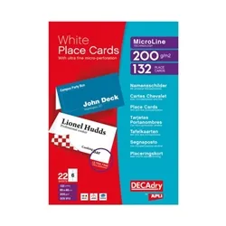 Decadry Perforated Place Cards 200gsm White (132 Pack)