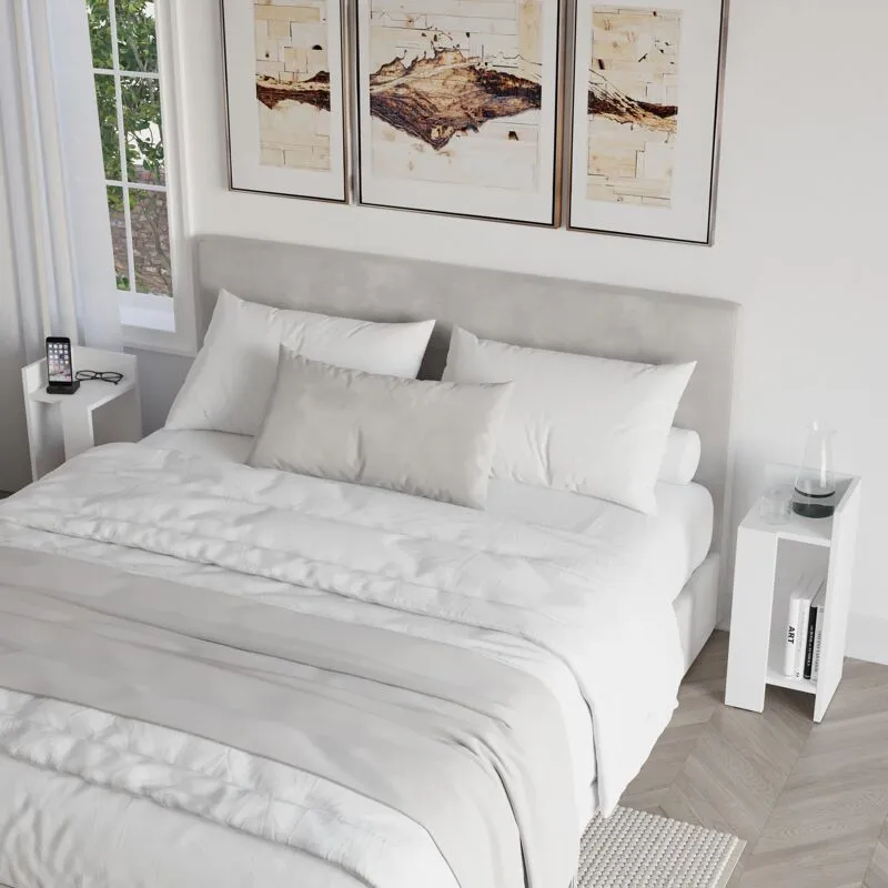 Decortie Elos Modern Bedside Table Left And Right - White