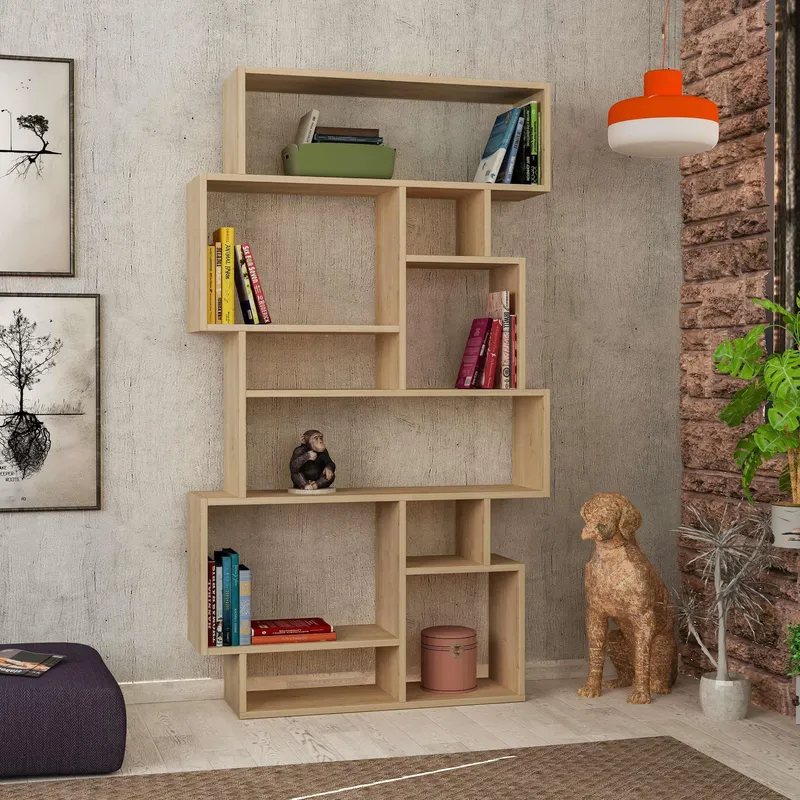Decortie Karmato' Modern Bookcase Display Unit 168.5cm in Natural Size: 2 Pack Natural 2 Pack
