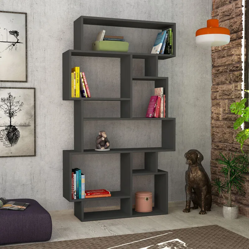 Decortie Karmato' Modern Bookcase Display Unit 168.5cm in Dark Grey Size: 2 Pack Dark Grey 2 Pack