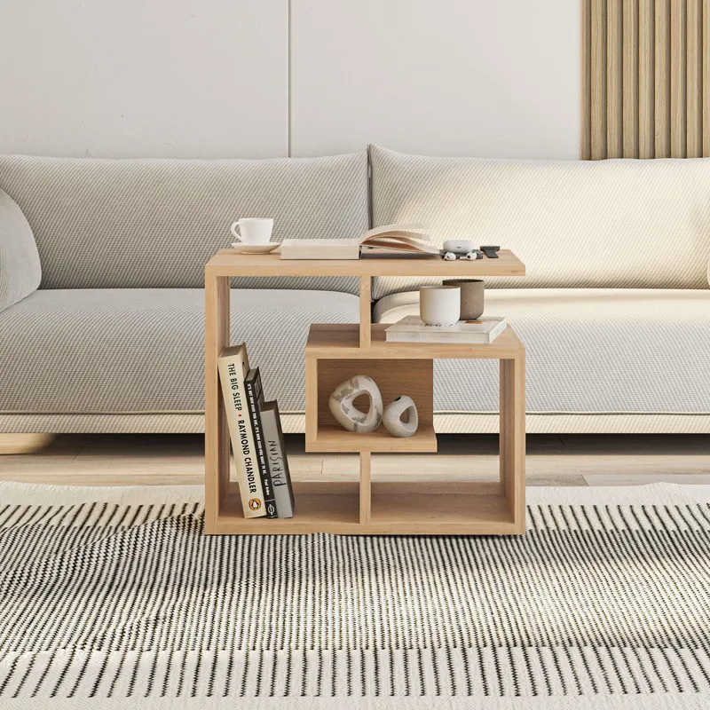 Decortie Labirent' Modern Coffee Table 4-Tier Maze Design 45cm in Natural Size: 1 Pack Natural 1 Pack