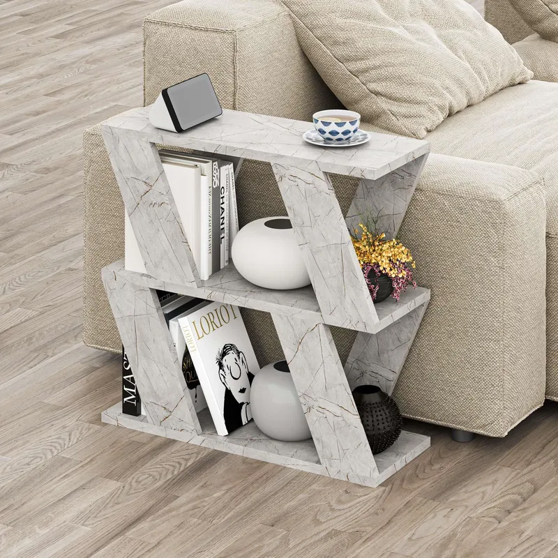 Decortie Lazena' Modern Side Coffee Table with 3 Tiers H 55.4cm in Gold Size: 1 Pack Gold 1 Pack