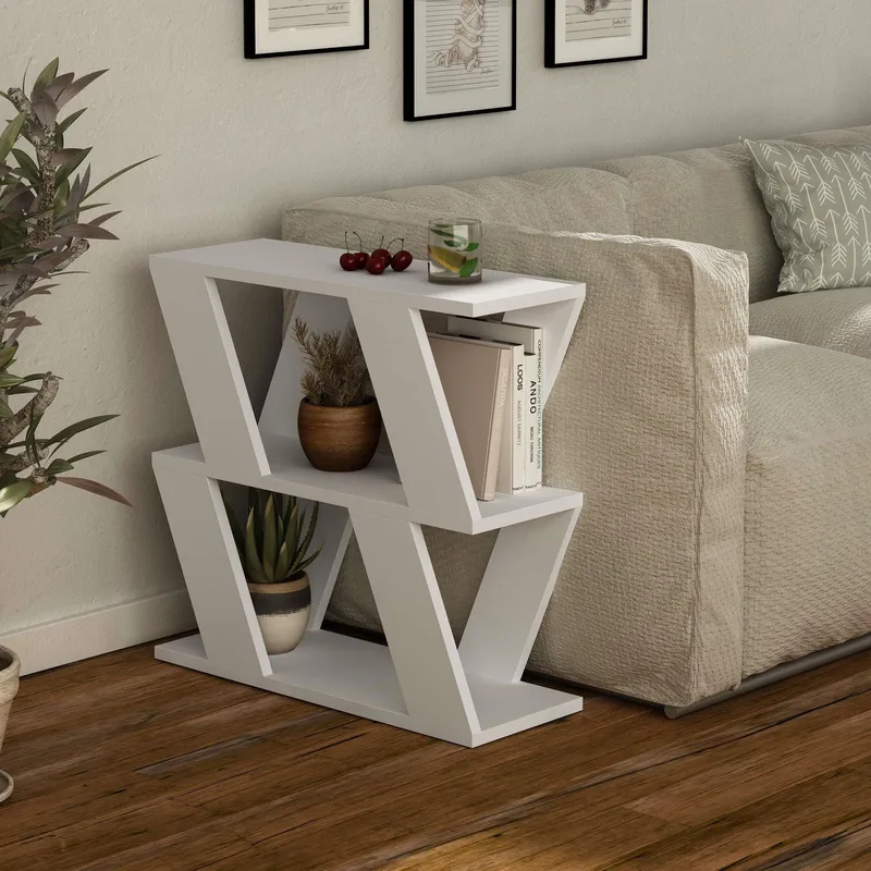 Decortie Lazena' Modern Side Coffee Table with 3 Tiers H 55.4cm in White Size: 1 Pack White 1 Pack