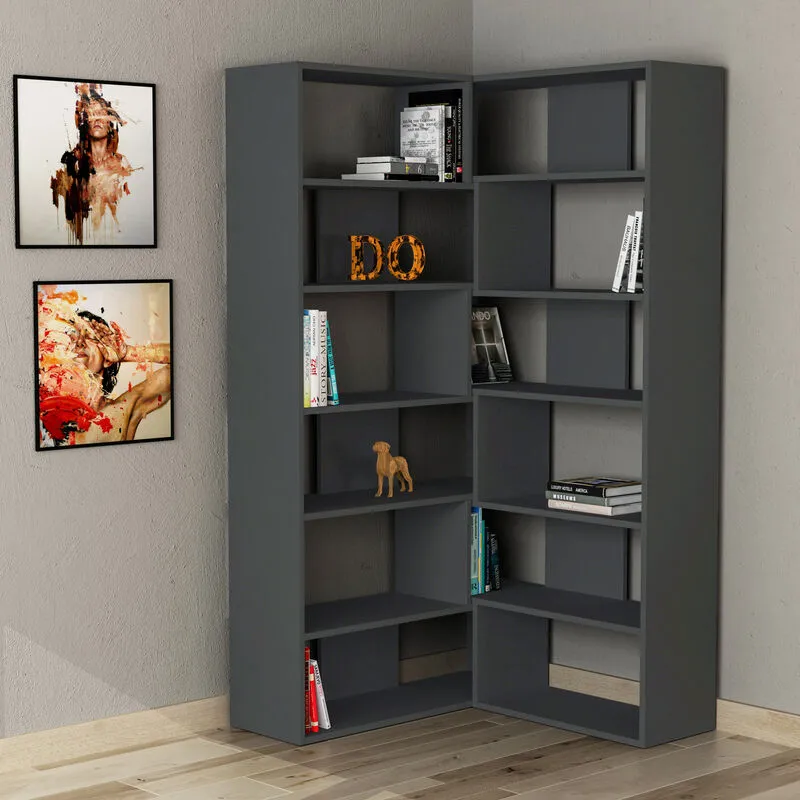 Decortie Molly' Modern Bookcase Display Unit No.4 in Dark Grey Size: 2 Pack Dark Grey