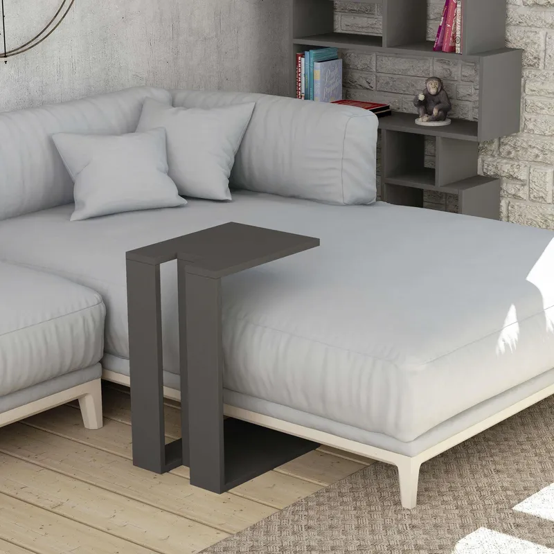 Decortie Muju' Modern C Shape Side Table Multipurpose H 57cm in Dark Grey Size: 1 Pack Dark Grey 1 Pack