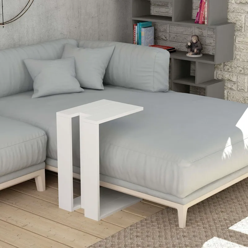 Decortie Muju' Modern C Shape Side Table Multipurpose H 57cm in White Size: 1 Pack White 1 Pack