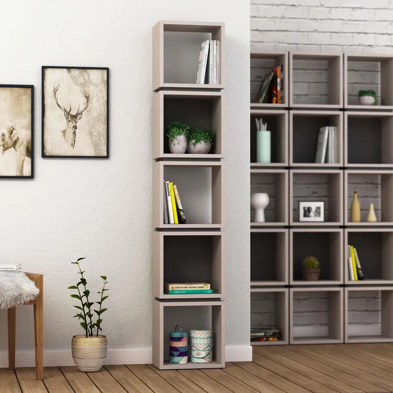 Decortie Multi' Modern Bookcase Display Unit 167cm in Grey Size: 1 Pack Grey 1 Pack