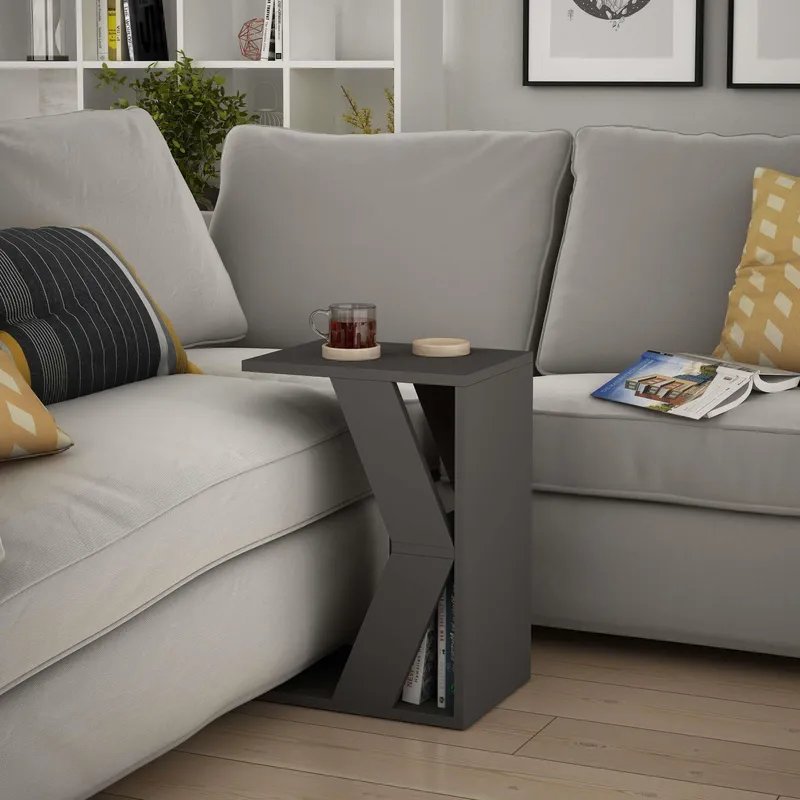 Decortie - Naze Modern c Shape Table Multipurpose h 57cm - Anthracite Grey - Anthracite Grey
