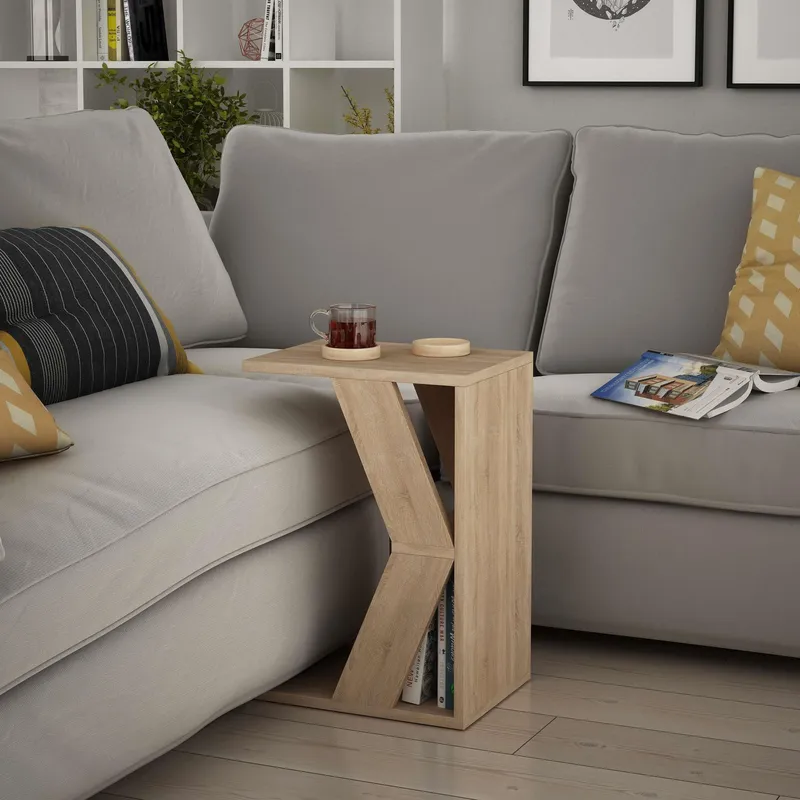 Decortie Naze' Modern C Shape Table Multipurpose H 57cm in Natural Size: 1 Pack Natural 1 Pack