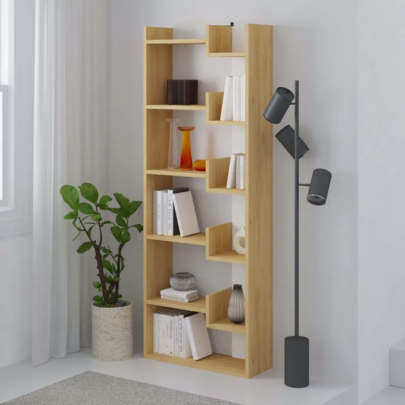 Decortie Oppa' Modern Bookcase Display Unit 162.4cm Tall in Natural Size: 1 Pack Natural 1 Pack