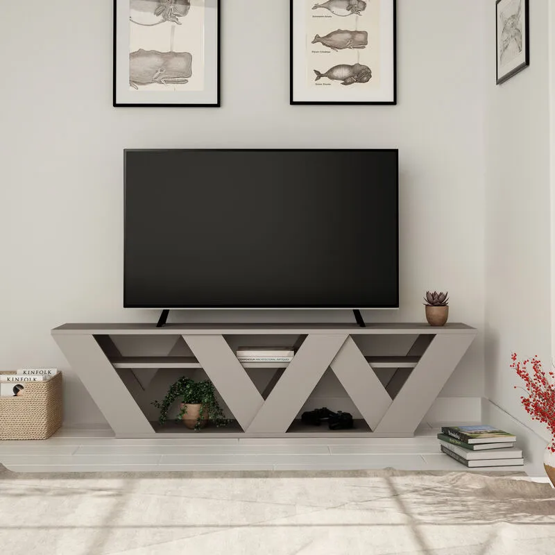 Decortie Ralla' Modern TV Unit Multimedia Centre with Shelves 158cm in Grey Size: 1 Pack Grey 1 Pack