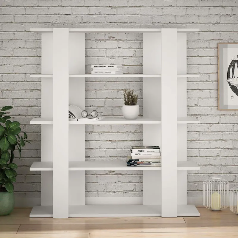 Decortie Tita' 4 Tier Bookcase Wall Mounted Shelving Unit 122cm in White Size: 1 Pack White 1 Pack