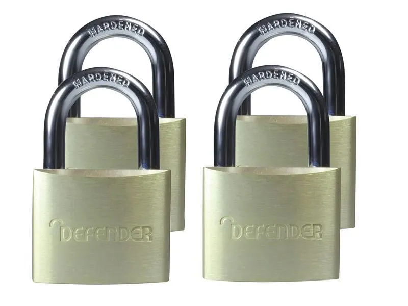 Defender DFAL4Q Aluminium Padlock Quad Pack 40mm