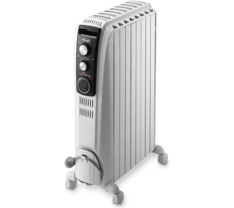 Delonghi Dragon 4 TRD40802T Portable Oil-Filled Radiator - White & Grey, White,Silver/Grey