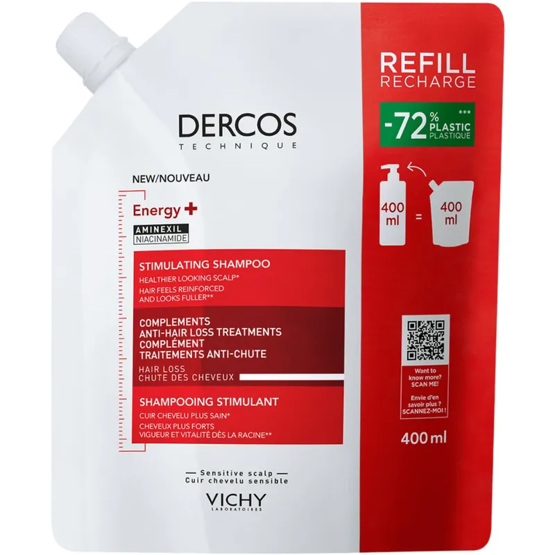 Dercos Energy + Shampoo Targets Hairloss with Aminexil 400mL Refill