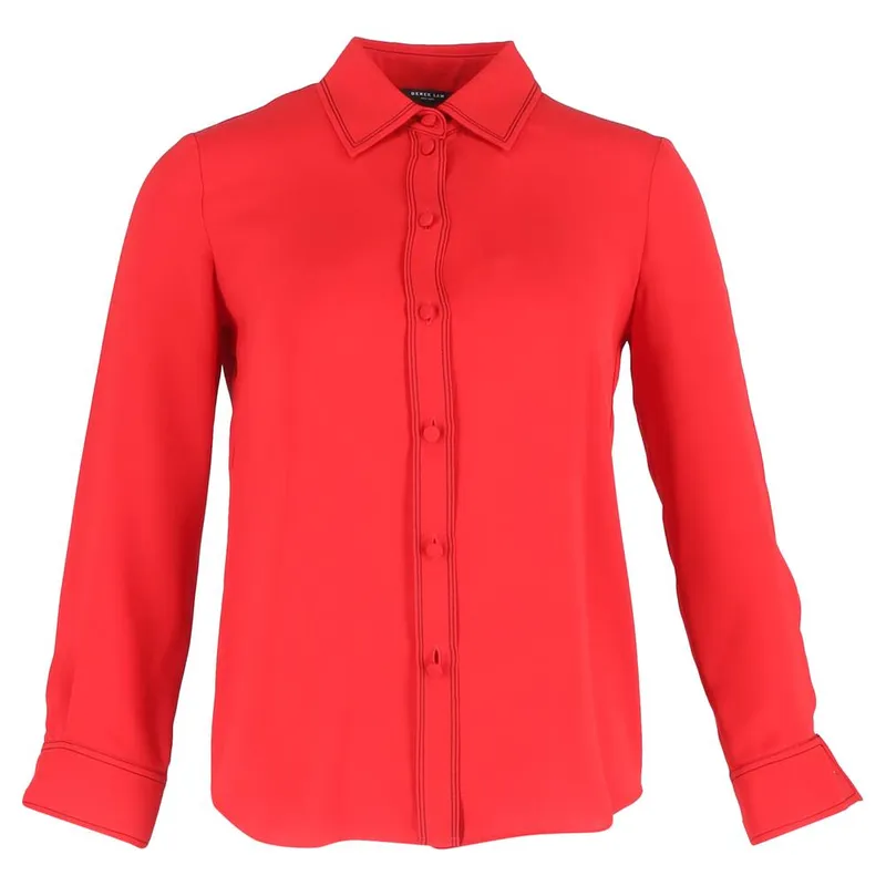 Derek Lam Women's Preloved Button Down Shirt in Red Cotton Size: 38 Red female