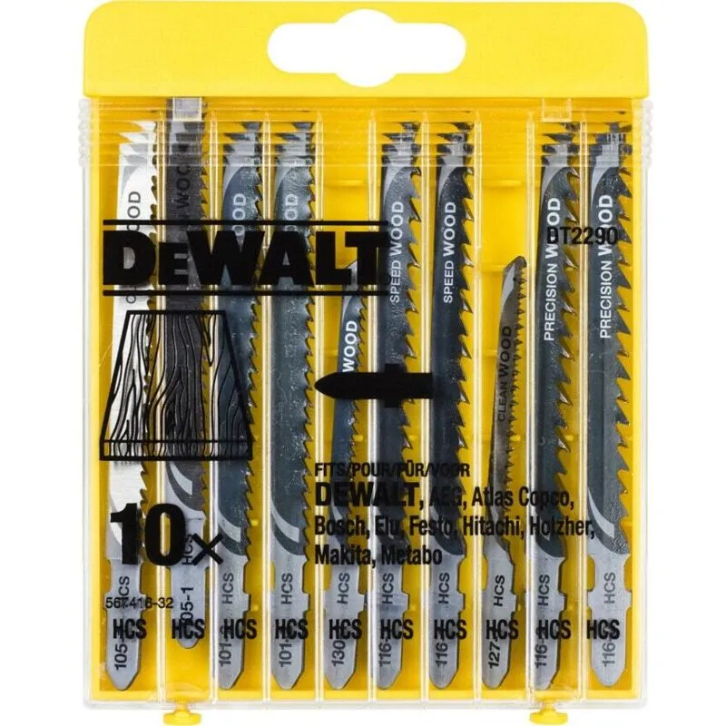 DeWalt 10 Piece Wood Cutting Jigsaw Blade Set