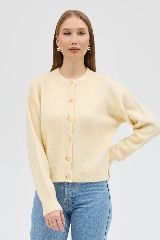 Dexia Women's Sophisticated Cardigan w/ Effortless Style in Ecru Size: Small Ecru female