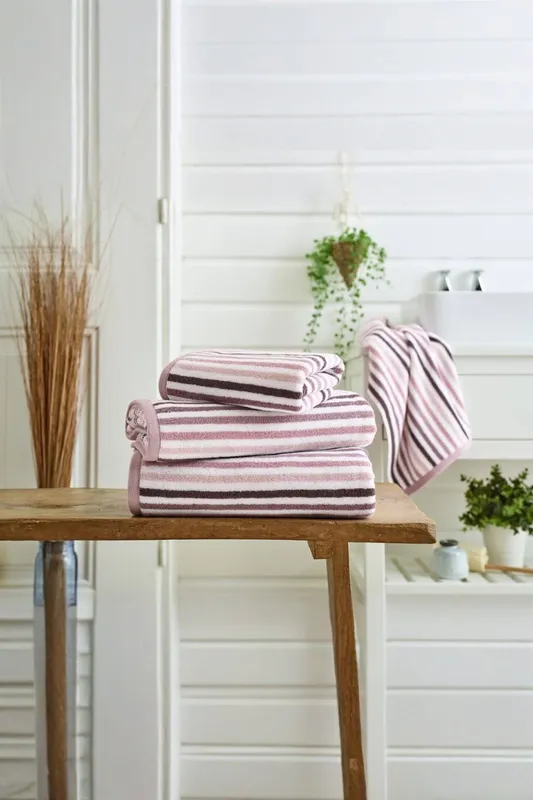 Deyongs Unisex Bliss Linear Stripe 550gsm 100% Cotton Bathroom Towels in Pink Pink female