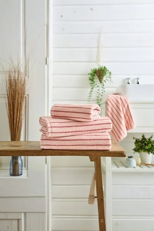 Deyongs Malmo Stripe Towel In Soft Lightweight 480 Gsm Pure Cotton in Pink Pink