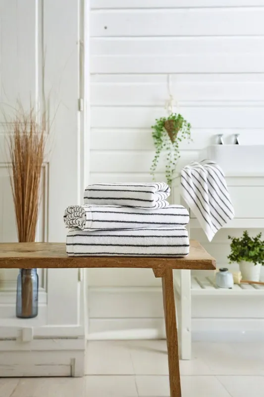 Deyongs Malmo Stripe Towel In Soft Lightweight 480 Gsm Pure Cotton in White White