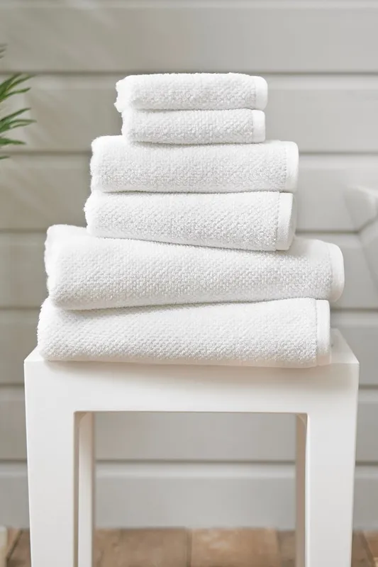 Deyongs Romeo Luxury Textured Quik Dri 100% Cotton Towels in White Size: Bath Sheet - White