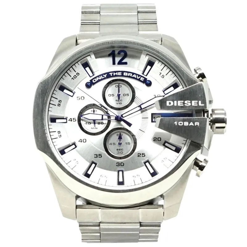 Diesel Mens Dz4477 Mega Chief Silver Watch Stainless Steel - One Size