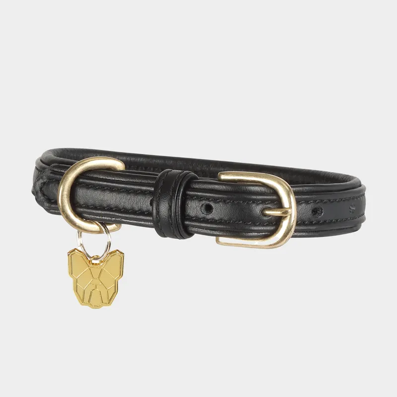 Digby & Fox Padded Leather Dog Collar Black