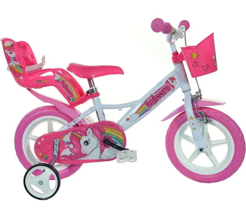 Dino Bikes Unicorn Kids' 12" Bike, White,Patterned,Pink