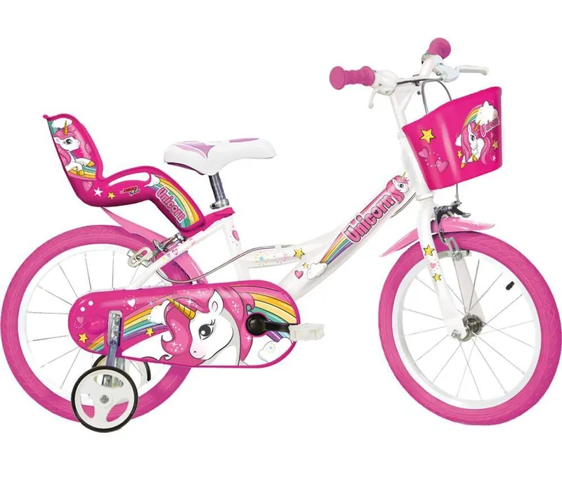 Dino Bikes Unicorn Kids' 16" Bike - White & Pink, White,Patterned,Pink