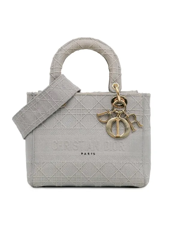 Dior Women's Preloved Medium Cannage Lady D-Lite in Grey Grey female
