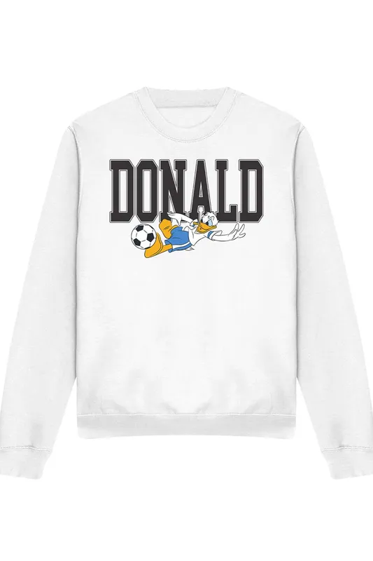 Disney Donald Duck Football Kick Sweatshirt, White Size: XL White