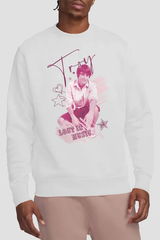 Disney High School Musical Troy Sweatshirt, White Size: XL White XL