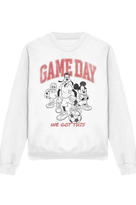 Disney Mickey Friends Game Day Sweatshirt, White Size: XL White XL