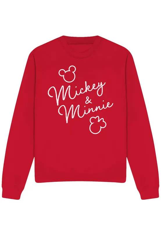 Disney Mickey & Minnie Classic Signatures Sweatshirt, Red Size: Small Red S