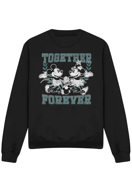 Disney Mickey & Minnie Together Forever Sweatshirt, Black Size: Small Black S